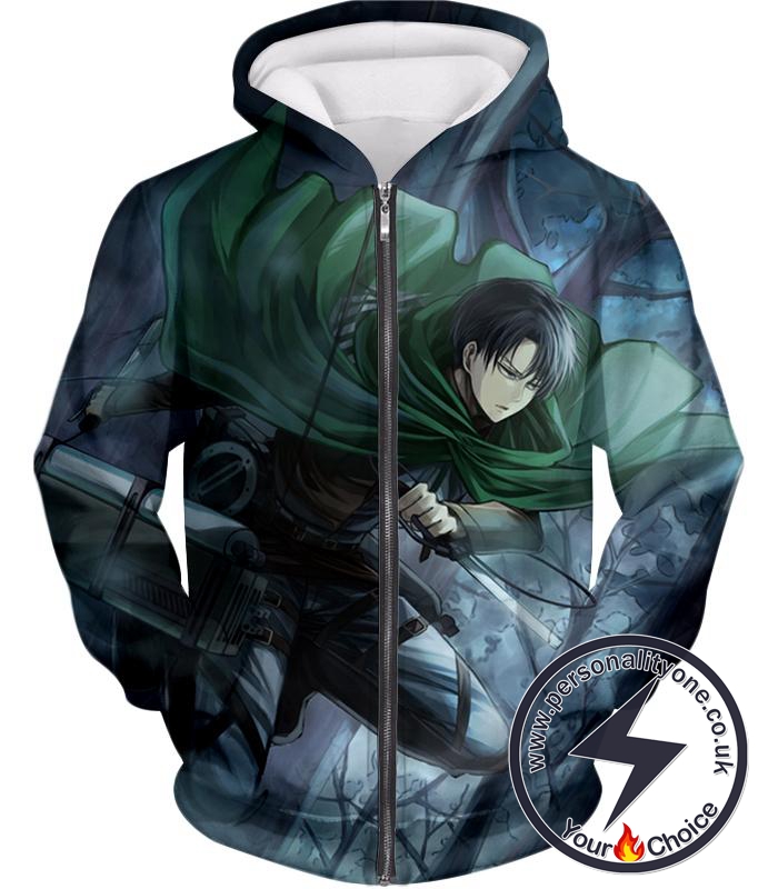 Attack on Titan Super Cool Survey Soldier Captain Levi Zip Up Hoodie